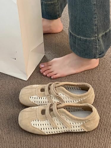 ZQW Women's Woven Mary Jane Ballet Flats Round Toe Hook and Loop Comfortable Lightweight Dressy Shoes Office Work Daily Wear2