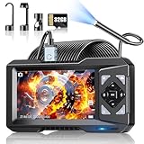 Endoscope Camera with Light & 32GB Card, 1080P HD Borescope Inspection Camera 4.3' IPS Screen, 5.5mm IP67 Waterproof Probe with 6 Adjustable LEDs,16.4FT Semi-Rigid Cable, Tools, Gadgets for Men