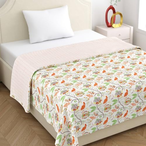 Image of Home Ecstasy 100% Cotton Mulmul Reversible Dohar for Single Bed 210 GSM (56 x 88 inches), Brown