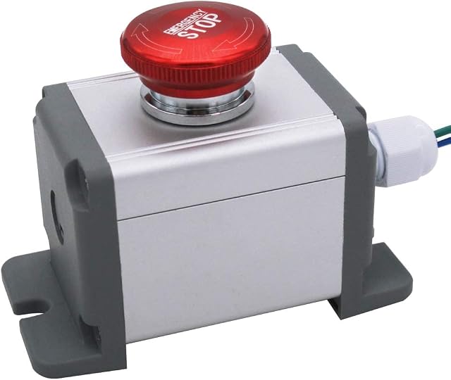 mxuteuk 22mm Stainless Steel Metal Latching Emergency Stop Push Button Switch 12-220V 3A 1NO 1NC Switch Station Box with Connection Plug, MXU-DT-JH