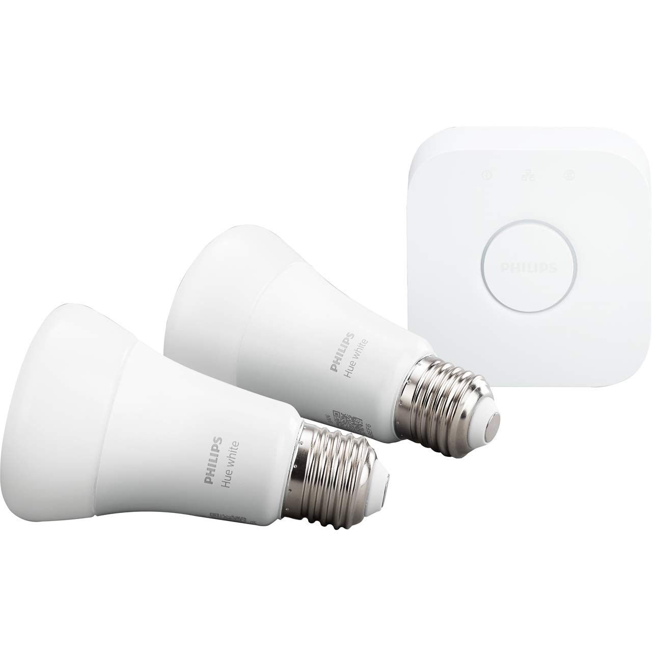 Philips Hue White Kit de Démarrage 2 ampoules LED connectées + Pont de connexion Hue, compatible Bluetooth - Fonctionne avec Alexa