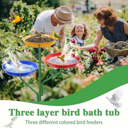 Banheira de pássaro de metal para exterior, banheiras de pássaros de 100 cm H para ambientes externo