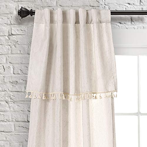 Lush Décor Ivy Tassel Window Curtain Panel Pair, 84 X 40 In, Neutral #TOP2