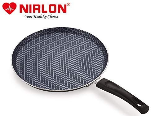 Image of Nirlon Honeycomb Non Induction Base Non Stick Aluminium 2 Piece Pots and Pan Set [Flat Dosa Tawa 26cm + Deep Kadhai 22cm - 1.8 Liter]