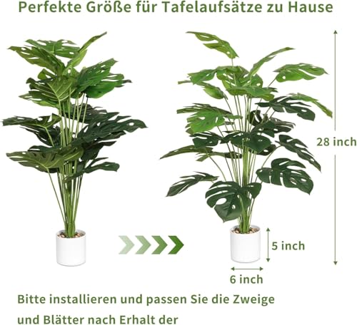 71CM Künstliche Pflanze Große, Tropische Palme Gefälschte Monstera Baum im Topf Kunstpflanzen Faux Pflanze für Outdoor Indoor Haus Garten Büro Dekoration – Bild 4