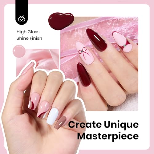 Image of Beetles Fall Gel Polish Set - 6 Colors Hema-Free Neutral Nude Pink Brown Gel Polish Kit, Same Color Bottle Gel Soak Off UV LED Nail Gel for Manicure at Home or Salon