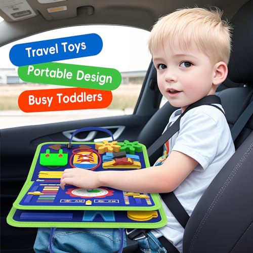Image of Freebear Busy Board Toddler Travel Toys Sensory Toys for Toddlers 1 2 3 4, Montessori Learning Toys for Toddlers Activities Board, Educational Toys for 3 4 Year Old Boys Girls Gift, Dinosaur