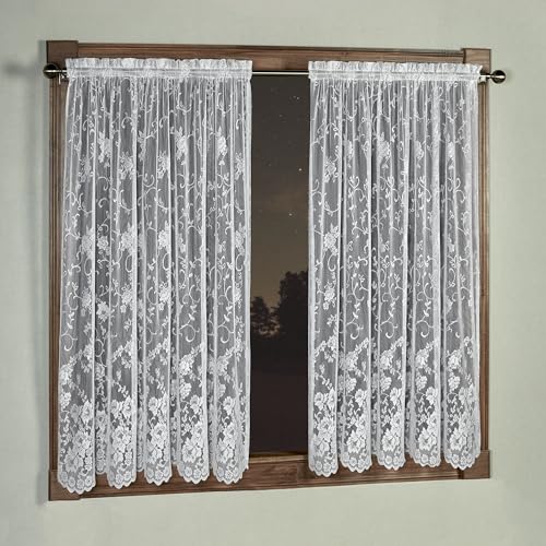 Luxury Sheer Polyester Encanting Roses Lace Window Treatment | Flower