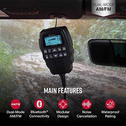 Cobra 75 All Road Recreational Cb Radio - Easy To Operate, Instant Channel 9, 4-Watt Output, Full 40 Channels, Dual-Mode Am/Fm, Bluetooth Connectivity, Digital Noise Cancellation, Waterproof, Black #TOP1