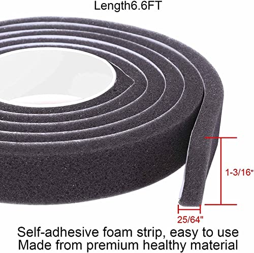 Coumeno Low Density Foam Sealing Tape 1 Roll, Self Adhesive Weatherstrip, Open Cell Foam Insulation Strip, Dustproof And Anti-Collision,Sealing Foam Tape (1.18X6.6Ft), Black #TOP1