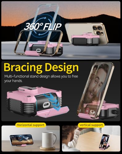 Image of Pohgelan for AirPods Pro 3 Case with Safety Lock-Pink | Carbon Fiber Texture Cover,Magnetic Automatic Lock with Cleaning Kit&Keychain,Compatible with Magsafe