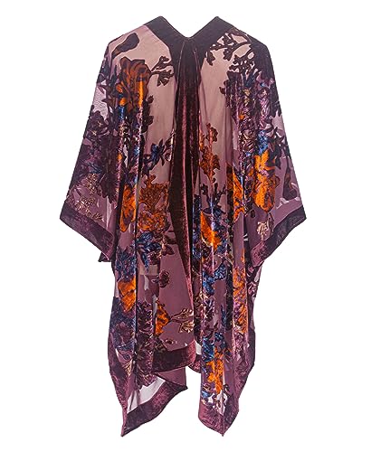 Burnout Velvet Kimono for Women Long Cardigan Cover Up Open Front Blazer3
