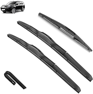 OEM Quality Windshield Wiper Blades For Nissan X-Trail T31 20072014 XTrail X Trail Front Rear Windscreen Window 24"+16"+14" Perfect fit for windshields Color Front Rear, Size RHD