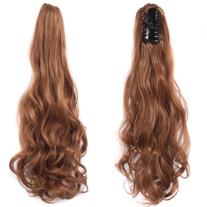 Echthaar-Pferdeschwanz-Haarteil, Klauenclip for Anklippen, gewellte Pferdeschwanz-Verlängerung, 55,9 cm, Klauenclip, gewellte Pferdeschwanz-Haarverlängerungen, synthetische Clip-in-Pferdeschwanz-Haart