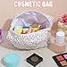 Nogeqi Pink Aesthetic Makeup Bags Floral Makeup Bag 17x10x8cm Puffy Quilted Cosmetic Bag Small Cottons Toiletry Bags Fashionable Make Up Pouch Portable Zipper For Women (Rose)