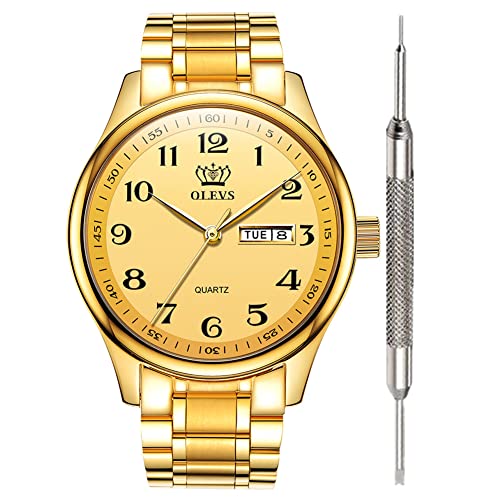 Image of OLEVS Watch for Men Stainless Steel Business Dress Analog Quartz Men Watch Large Face Day Waterproof Luminous Classic Wrist Watch