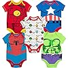 Marvel Baby Boys’ 5 Pack Bodysuits – The Hulk, Spiderman, Iron Man, and Captain America
