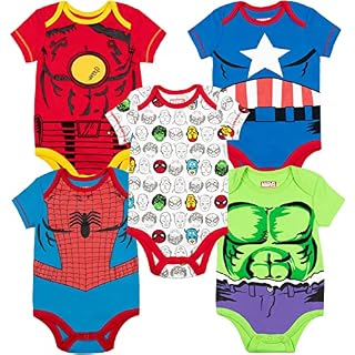 UPC 024054650509 product image for Marvel Baby Boys' 5 Pack Bodysuits - The Hulk, Spiderman, Iron Man and Captain A | upcitemdb.com