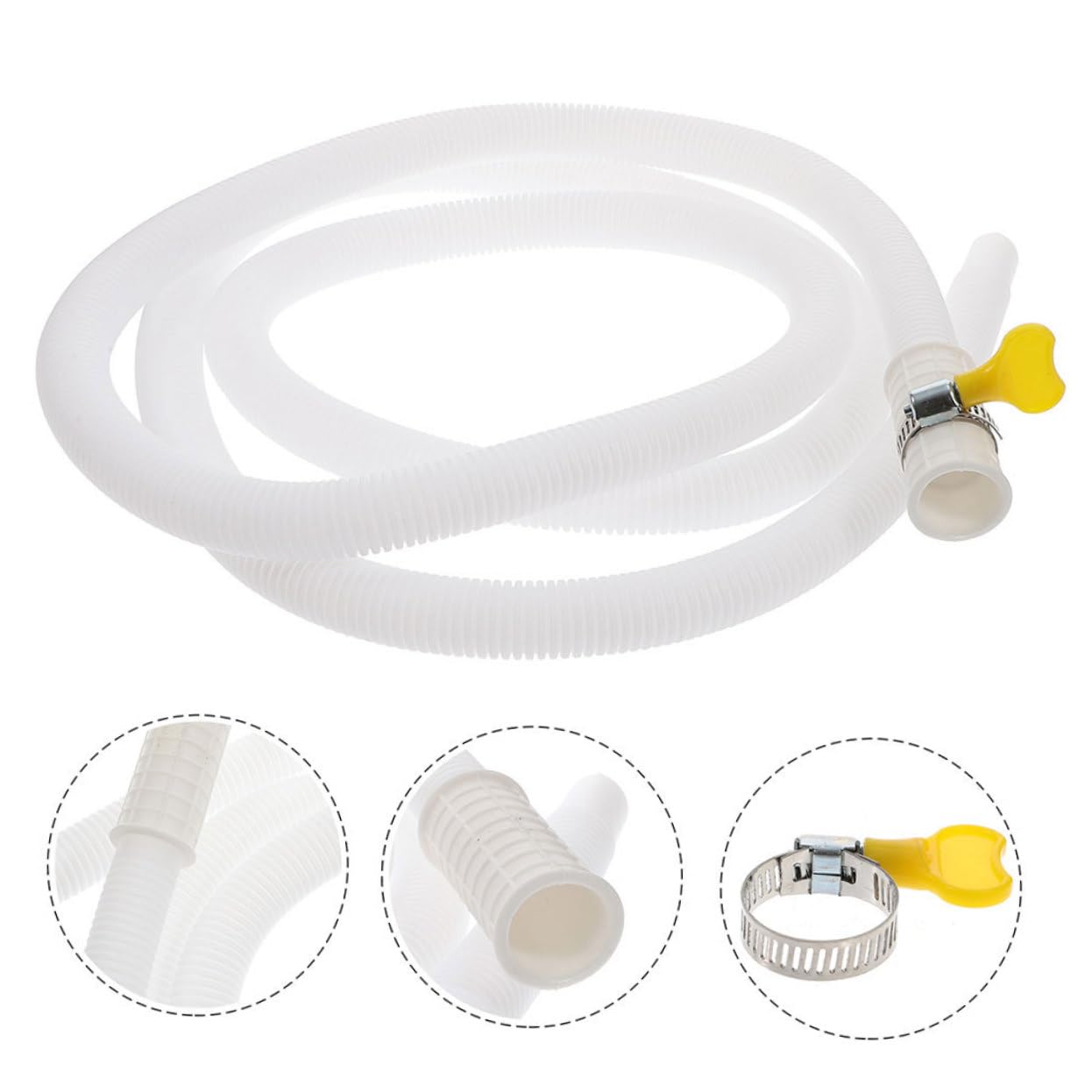 jojofuny Tubo Flessibile per Condizionatore con Morsetto Resistente in Pe e Abs, Tubo di Scarico Esterno Bianco, per Unità Esterna di Climatizzazione