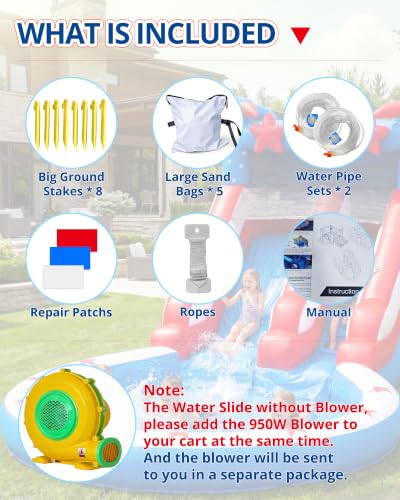 WELANDFUN 24.3ft PVC Commercial Inflatable Water Slide for Big Kids Adults