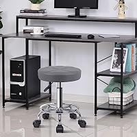 KKTONER Rollhocker Arbeitshocker höhenverstellbar aus PU-Leder Grau – Ansicht 2