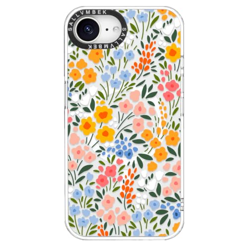 sallvmbek for iPhone 16e Case/iPhone 17e Case,Compatible with MagSafe,Cute Flower Floral Print Pattern Design,Magnetic Shockproof Protective Clear TPU Bumper Mag Safe Cases for Women Girly
