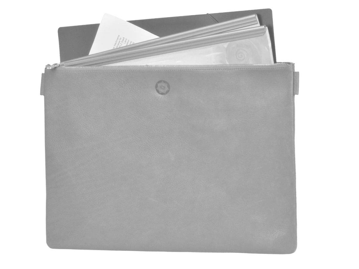Sonnenleder Dokumentenmappe groß Banktasche A4 Leder mit Reißverschluss Ledermappe Ledertasche schwarz