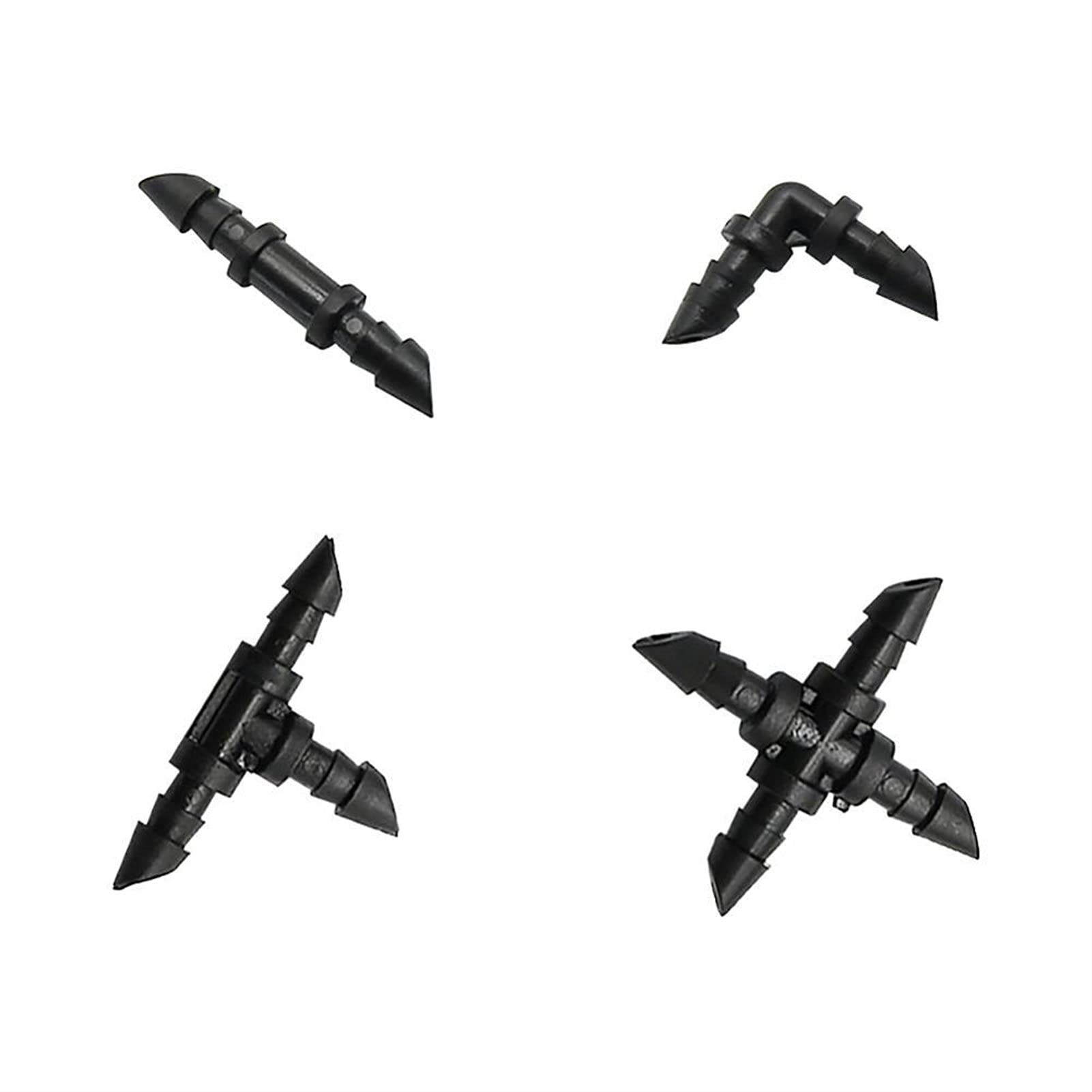 Garden Plumbing 200 Pcs Barbed Straight Elbow Cross Three Way Tee Connectors Garden Irrigation Connection Barbed Hose Splitters 4/7mm Hose Tool (Color : Elbow)