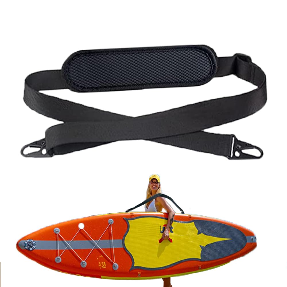 Dokoshia SUP Paddle Board Carrier Shoulder Strap Adjustable Carrying Sling Paded Bag Belt for Surfing and Paddle Board with Metal Hooks Accessories