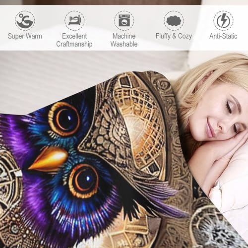 Manta de forro polar de búho de 140x180 cm para sofá y cama 6