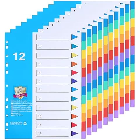 A4 File Dividers with Numbered Tabs Cover