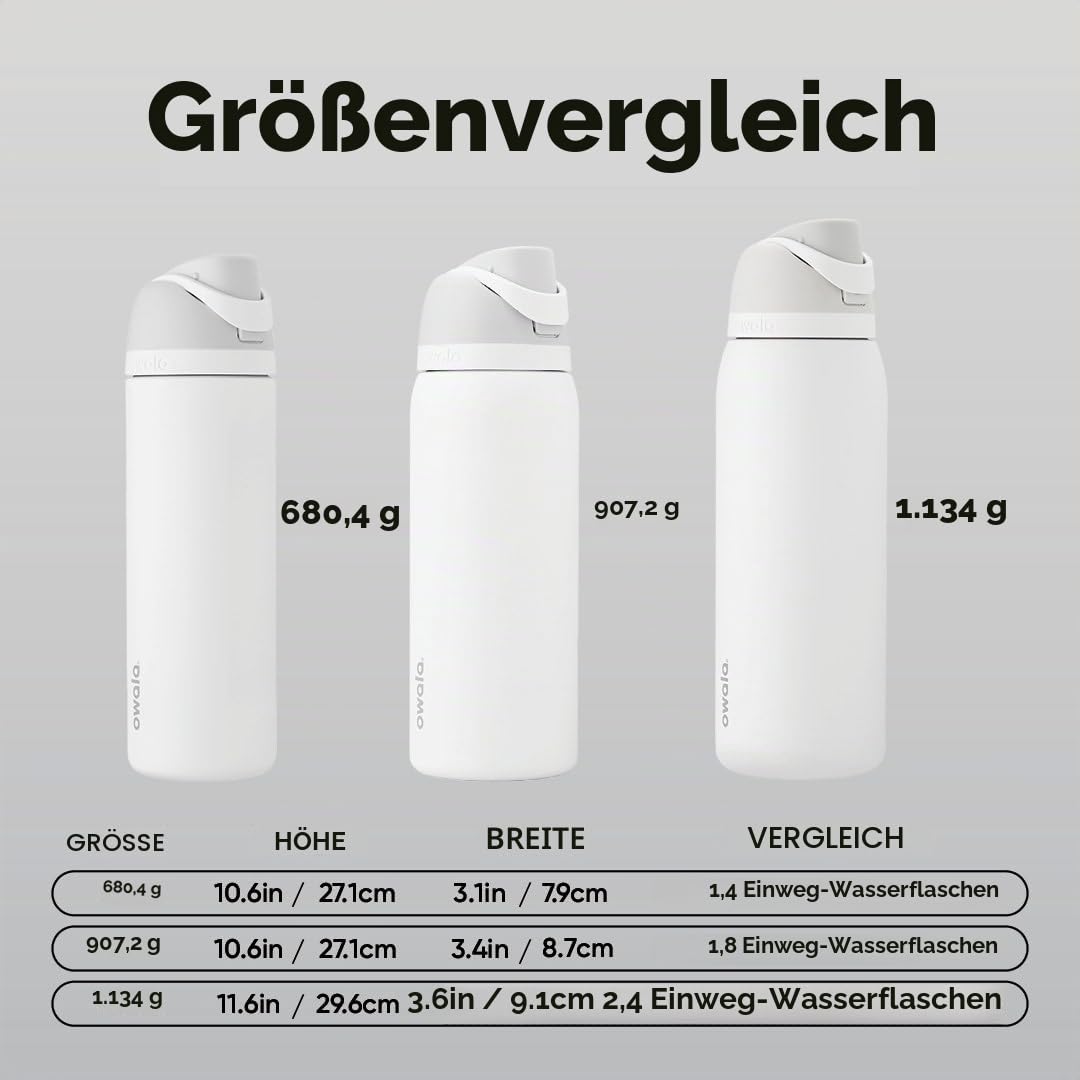 Owala FreeSip Isolierte Edelstahl-Wasserflasche mit Strohhalm für Sport und Reisen, BPA-frei, 680 ml, Grau/Grün (Neo Sage)