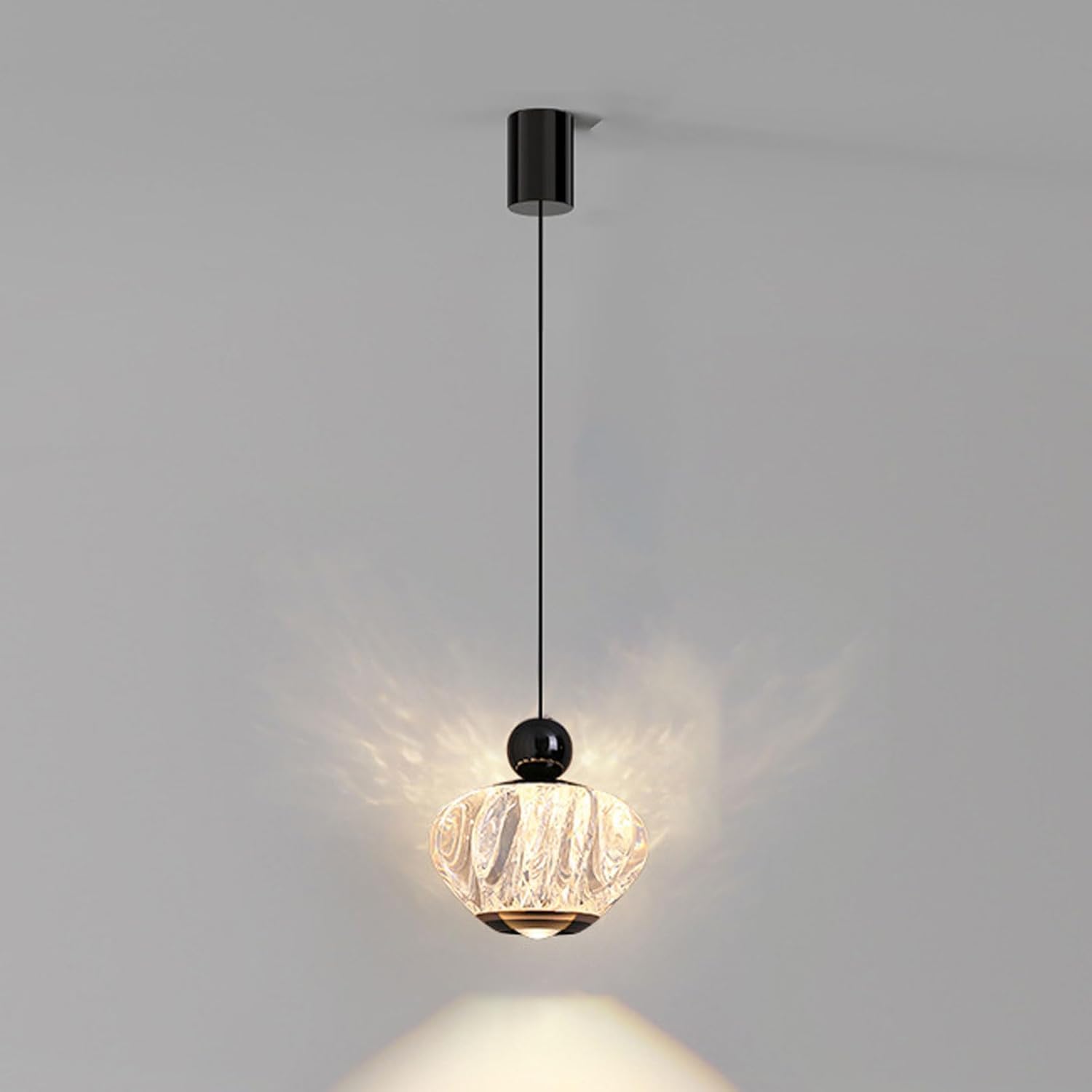 Nordic Entryway Dining Room Light,Single Head Simple Bedroom Bedside Hanging Lamp Flush Mount Living Kitchen Island Lighting Fixture Black