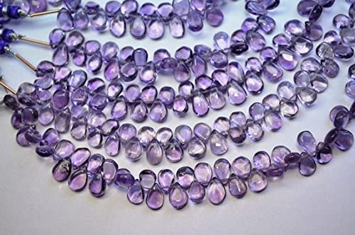 Amethyst Pear Beads 7 pouces en améthyste rose naturelle lisse 7x9mm à 9x13mm