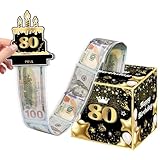 Joycard 80th Birthday Money Box for Women Men, 80 Years Old Birthday Decorations, Fun Pull-Out Cash Gift Box for Parties, Ideal for 80th Birthday Surprises （with 35PCS Bags）