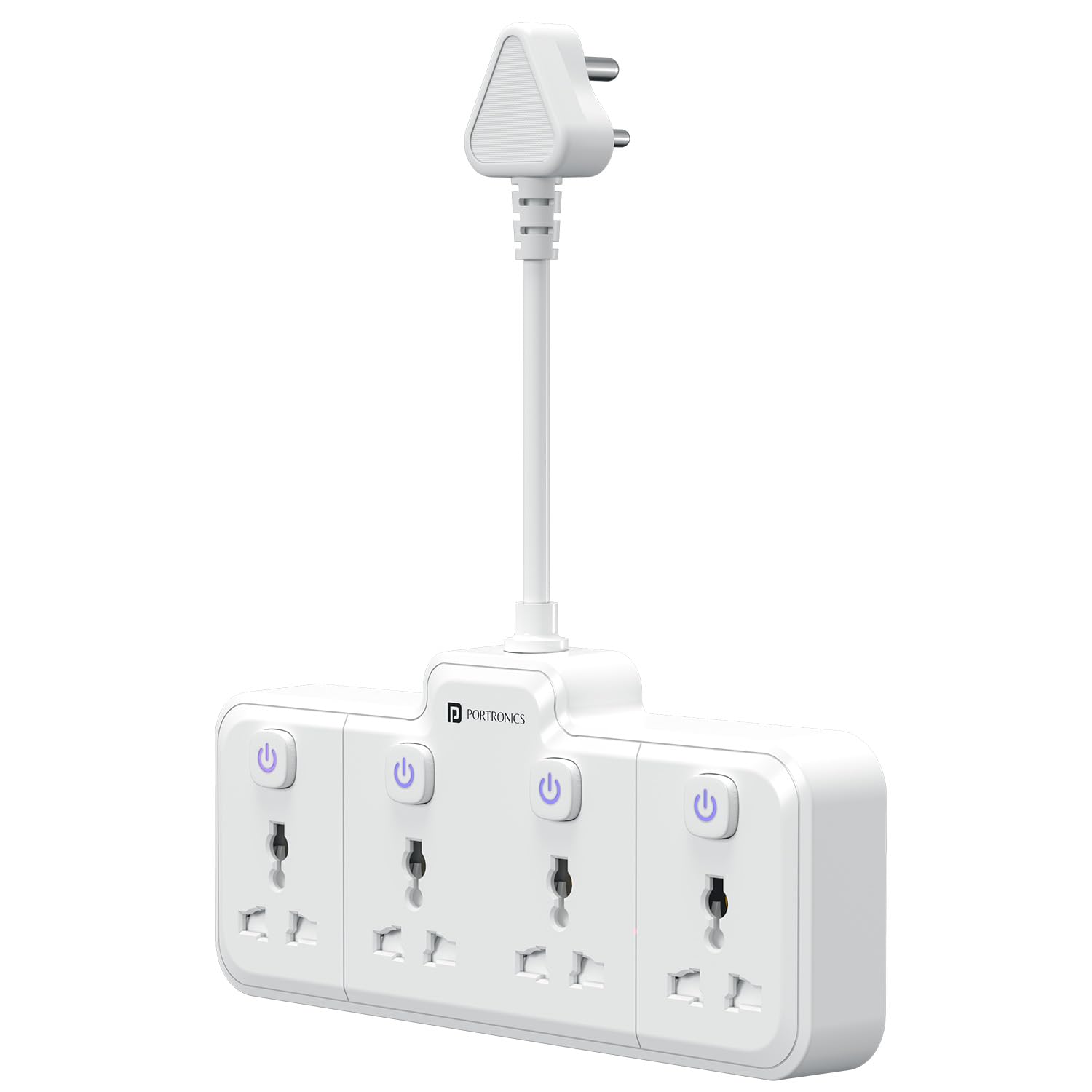 Portronics 2500W Power Plate Pro 4-in-1 Power Extender with 4 Universal Sockets, Individual Switches, 180° Flexible Cord, Child Safety Shutters, for Home, Office, Laptops, Mobiles & Appliances