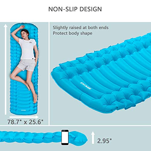 Almofada Invasor Ultraleve Inflável para Acampamento – Tapete com bomba de pé embutida, Colchão de a