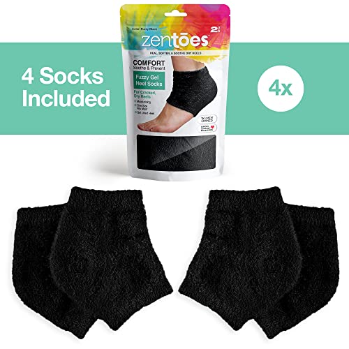 Zentoes Moisturizing Fuzzy Sleep Socks With Vitamin E, Olive Oil And Jojoba Seed Oil To Soften And Hydrate Dry Cracked Heels (Regular, Black) #TOP4
