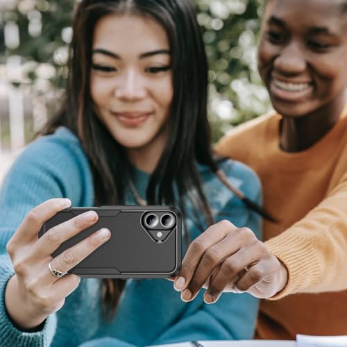 Image of Cubix Full Body Armor Cover for iPhone 16 Plus Pouch Hard PC + Soft TPU 3-Layer Military Grade Back Case (Black)