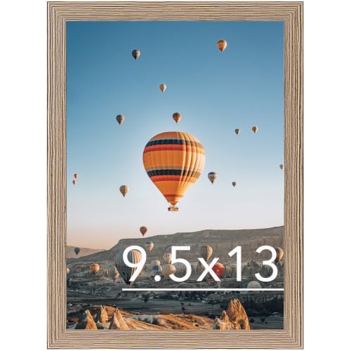 Image of JCJMY 9.5x13 Picture Frame Rustic Brown for Wall Hanging, Wall Mounting Horizontally or Vertically, 9.5 x 13 Wall Gallery Poster Photo Frame with Shatter Resistant Plexiglass, Rustic Brown