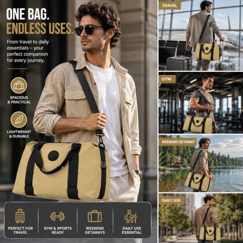 Image of Storite Travel Duffel Bag, Khaki, 42x14x33 cm