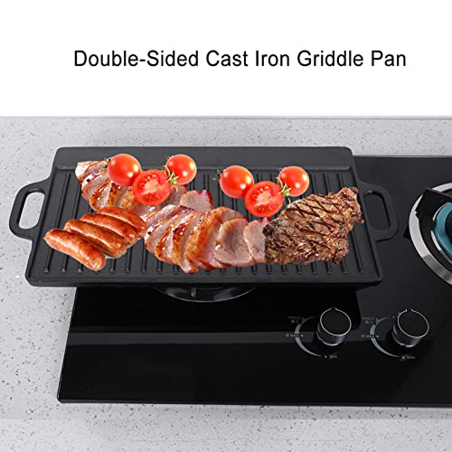 Plaque de cuisson fonte double face plancha gril antiadhésif rectangulaire - 4