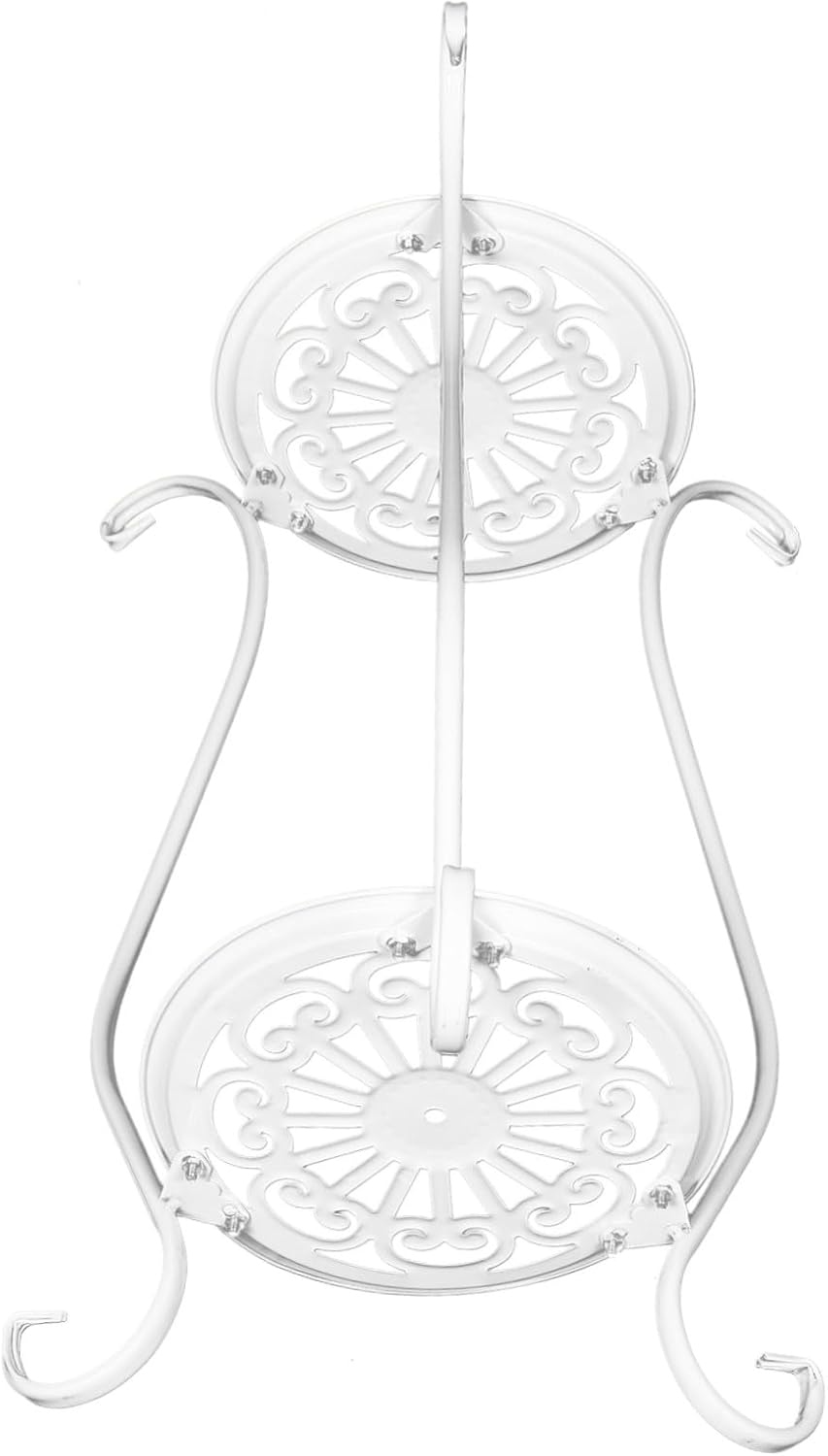 Bird Bath Stand 23.6 Inch Iron Two Tier round Holder