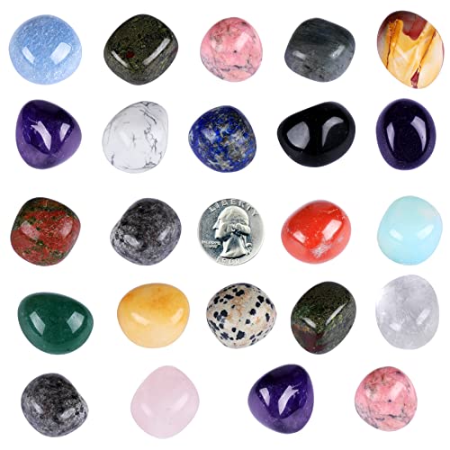 Ebristar Tumbled Stones and Crystals Bulk, 20 PCS 1/2" - 1" Size Random Assorted of Natural Tumbled Polished Gemstones for Jewelry Making, Decoration, Healing Stone, Reiki, Chakra (Mixed Stones)