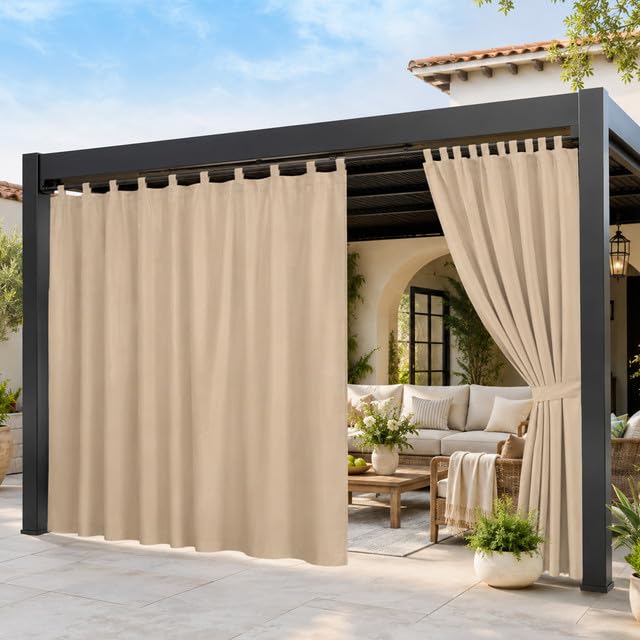 100″x 96″ Extra Wide Outdoor Curtain Waterproof, Blackout Drapes for Gazebo