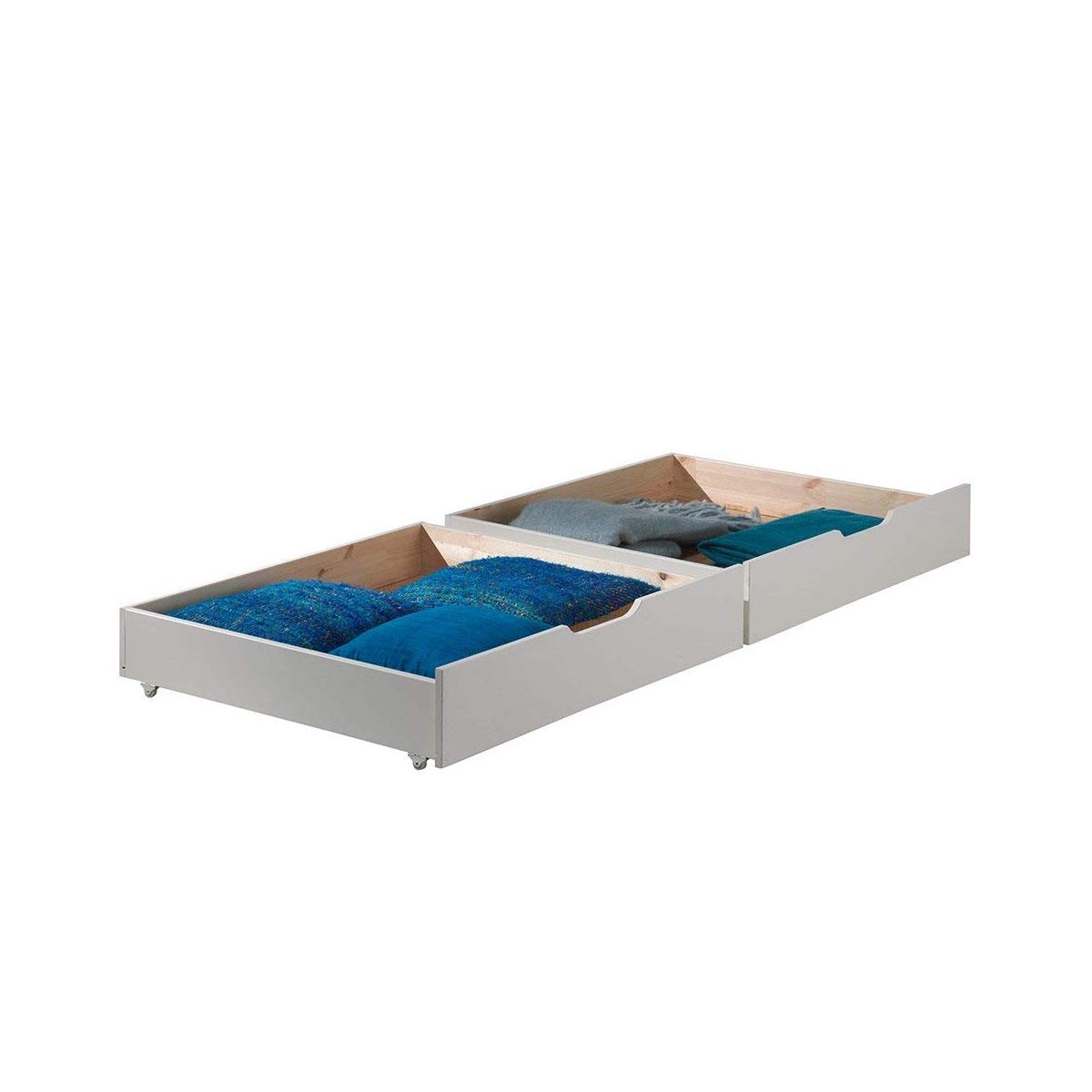 Vipack Ensemble de 2 tiroirs PINO laqués en Blanc - Parfaitement compatibles avec nos Lits superposés PINO