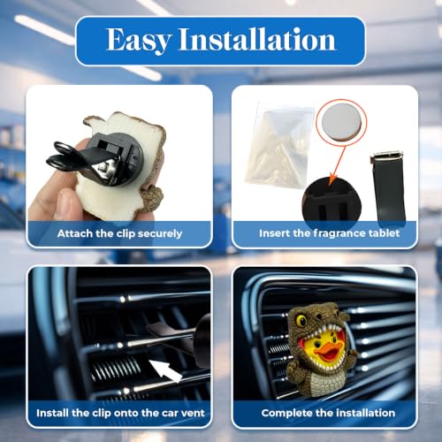 Image of GENANY 3D Resin 2Pcs Rubber Duck Car Air Freshener Vent Clip, Hand Painted Yellow Duck Dinosaur and Shark Costume Designs, Cute Automotive Freshener Gift for Duck Lovers