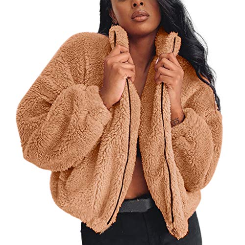 Veste d'hiver chaude en fausse fourrure femme marron contre le froid
