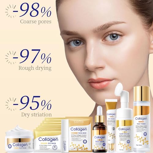Coffret de soins au collagène 19 pièces pour femme avec sérum, crème et masque - 7