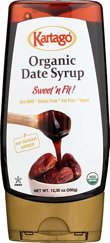 Date Syrup Organic Date Jarabe Vegano Kosher sin gluten sin azúcar agregado Edulcorante natural saludable de Kartago Botella de 1235 oz paquete